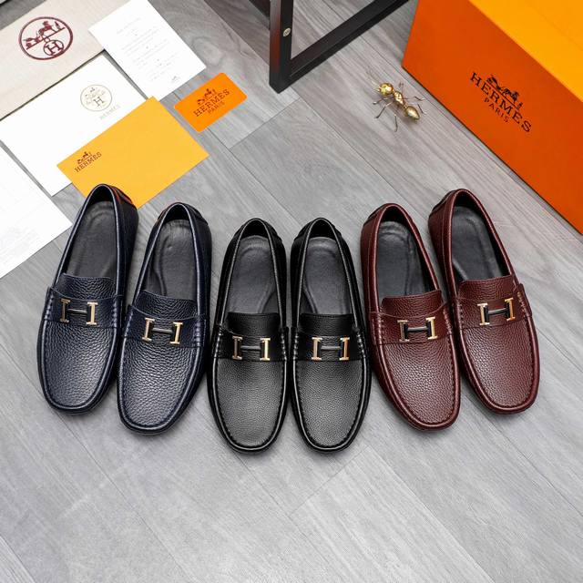 商品商标：Hermes 爱马仕 套脚鞋 正码码数: 38-45 商品材料：精选荔纹鞋面 羊皮内里 橡胶大底底